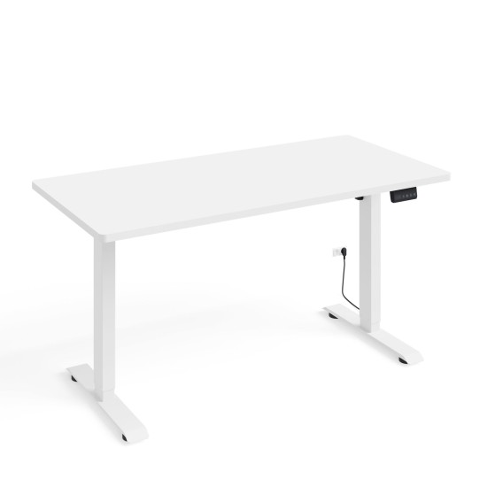 Desk BIMOTION 140 by 70 cm height adjustable, white matt, white frame Desk BIMOTION 140 by 70 cm height adjustable, white matt, white frame