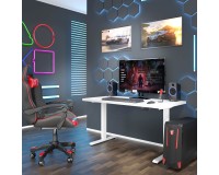 Desk BIMOTION 140 by 70 cm height adjustable, white matt, white frame Desk BIMOTION 140 by 70 cm height adjustable, white matt, white frame