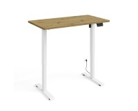 שולחן כתיבה BIMOTION 120 על 65 עם כוונון גובה, אלון ארטיזן, מסגרת לבנה