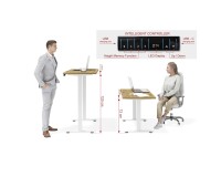 שולחן כתיבה BIMOTION 120 על 65 עם כוונון גובה, אלון ארטיזן, מסגרת לבנה