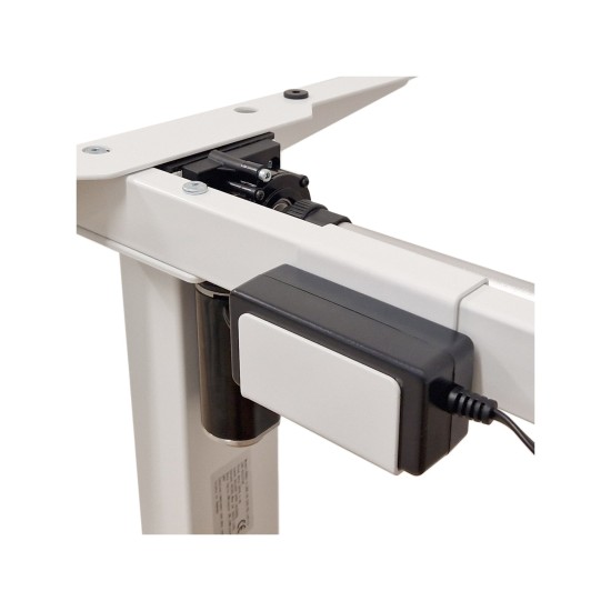 שולחן כתיבה BIMOTION 120 על 65 עם כוונון גובה, אלון ארטיזן, מסגרת לבנה