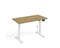 שולחן כתיבה BIMOTION 120 על 65 עם כוונון גובה, אלון ארטיזן, מסגרת לבנה