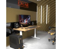 Desk BIMOTION 140 by 70 cm height adjustable, artisan oak, white frame
