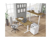 Desk BIMOTION 140 by 70 cm height adjustable, artisan oak, white frame
