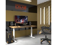 Desk BIMOTION 140 by 70 cm height adjustable, artisan oak, white frame Desk BIMOTION 140 by 70 cm height adjustable, artisan oak, white frame