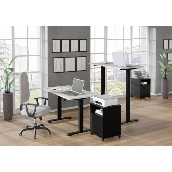 Desk BIMOTION 120 by 65 cm height adjustable, white matt, black frame