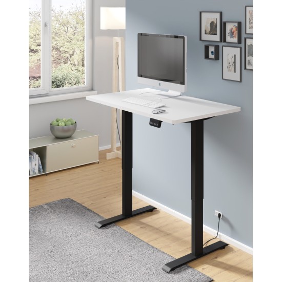 Desk BIMOTION 120 by 65 cm height adjustable, white matt, black frame