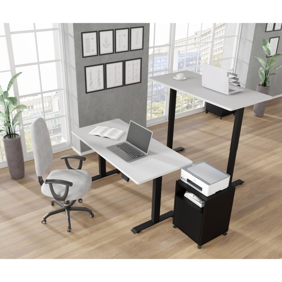 Desk BIMOTION 140 by 70 cm height adjustable, white matt, black frame