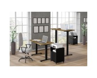 שולחן כתיבה BIMOTION 120 על 65 עם כוונון גובה, אלון ארטיזן, מסגרת שחורה