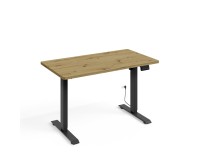 שולחן כתיבה BIMOTION 120 על 65 עם כוונון גובה, אלון ארטיזן, מסגרת שחורה
