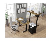שולחן כתיבה BIMOTION 120 על 65 עם כוונון גובה, אלון ארטיזן, מסגרת שחורה