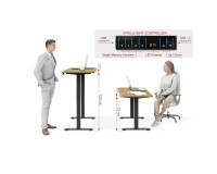 שולחן כתיבה BIMOTION 120 על 65 עם כוונון גובה, אלון ארטיזן, מסגרת שחורה