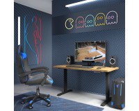 Стол письменный BIMOTION 140 на 70 см с регулировкой высоты, дуб артисан, чёрная рама