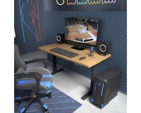 Стол письменный BIMOTION 140 на 70 см с регулировкой высоты, дуб артисан, чёрная рама