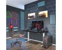 שולחן כתיבה BIMOTION 140 על 70 עם כוונון גובה, שחור מט, מסגרת לבנה