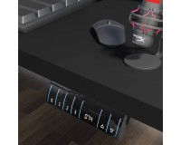 שולחן כתיבה BIMOTION 140 על 70 עם כוונון גובה, שחור מט, מסגרת לבנה