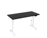 Desk BIMOTION 140 by 70 cm height adjustable, black matt, white frame