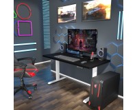Desk BIMOTION 140 by 70 cm height adjustable, black matt, white frame