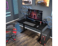 שולחן כתיבה BIMOTION 140 על 70 עם כוונון גובה, שחור מט, מסגרת שחורה
