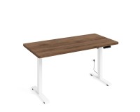 Desk BIMOTION 140 by 70 cm height adjustable, walnut, white frame