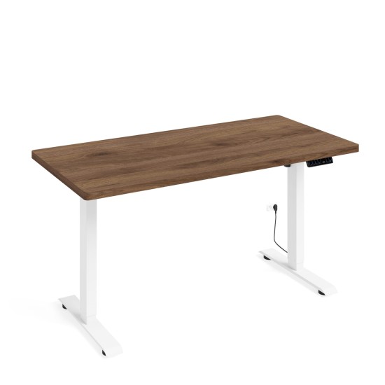 Desk BIMOTION 140 by 70 cm height adjustable, walnut, white frame Desk BIMOTION 140 by 70 cm height adjustable, walnut, white frame