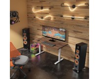 Desk BIMOTION 140 by 70 cm height adjustable, walnut, white frame Desk BIMOTION 140 by 70 cm height adjustable, walnut, white frame