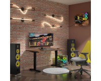Desk BIMOTION 140 by 70 cm height adjustable, walnut, black frame