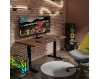 Desk BIMOTION 140 by 70 cm height adjustable, walnut, black frame