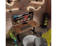 Desk BIMOTION 140 by 70 cm height adjustable, walnut, black frame