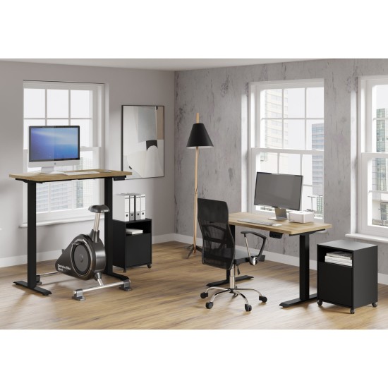 Desk BIM NATURAL 120 by 65 cm, oak veneer, black frame