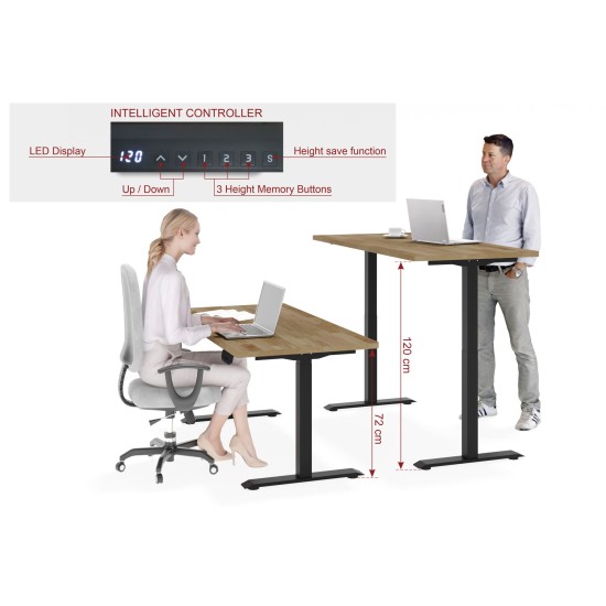 Desk BIM NATURAL 160 by 80 cm, oak veneer, black frame