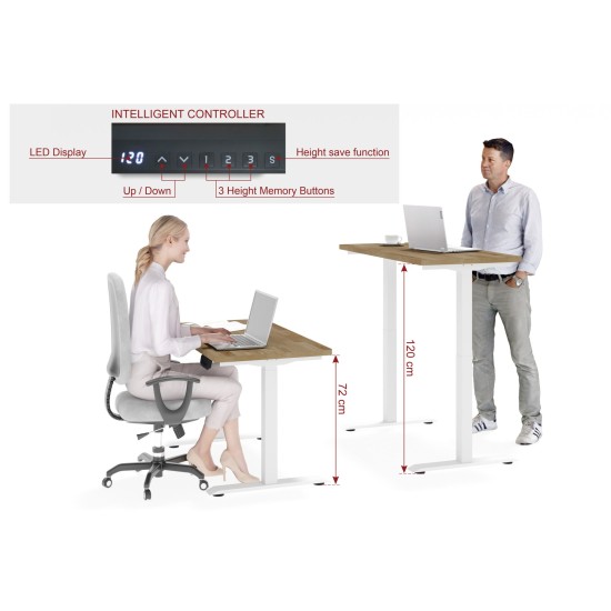 Desk BIM NATURAL 120 by 65 cm, oak veneer, white frame