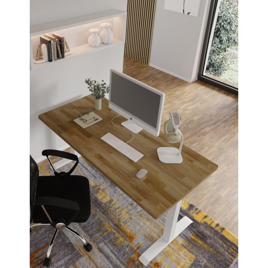 Desk BIM NATURAL 160 by 80 cm, oak veneer, white frame