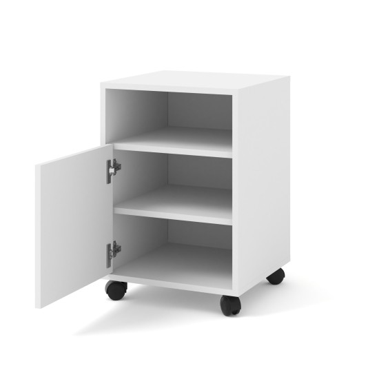 Mobile pedestal BIMOTION on castors, white matt