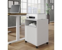 Mobile pedestal BIMOTION on castors, white matt