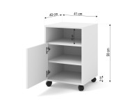 Mobile pedestal BIMOTION on castors, white matt