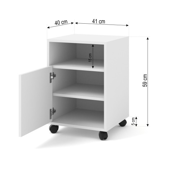 Mobile pedestal BIMOTION on castors, white matt