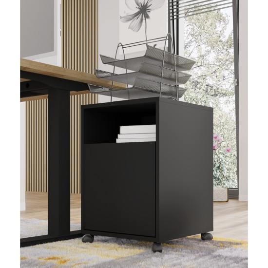 Mobile pedestal BIMOTION on castors, black matt