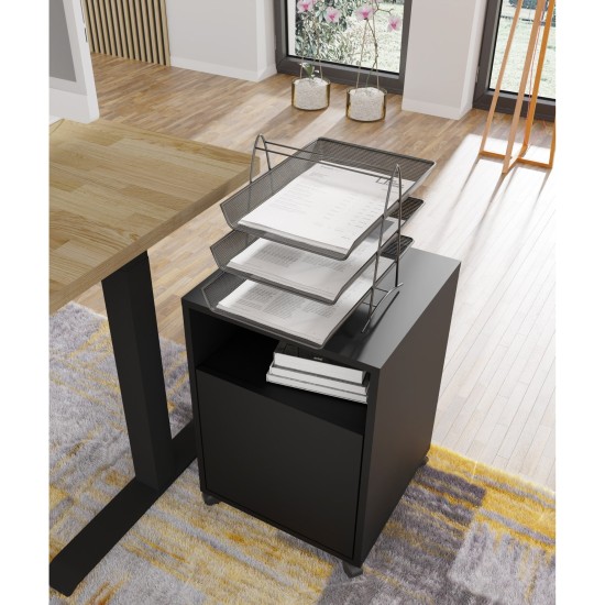 Mobile pedestal BIMOTION on castors, black matt