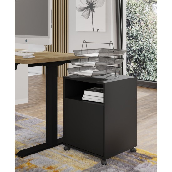 Mobile pedestal BIMOTION on castors, black matt