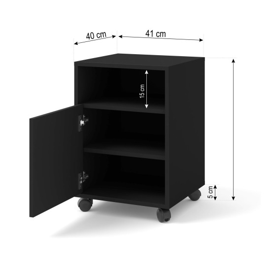 Mobile pedestal BIMOTION on castors, black matt