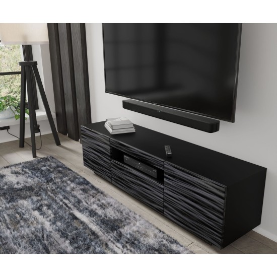Тумба ТВ AURA 150 см, чёрная с объёмным рельефом Sahara
