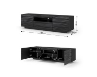 Тумба ТВ AURA 150 см, чёрная с объёмным рельефом Sahara