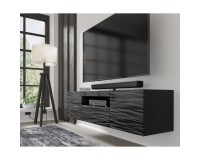 Тумба ТВ AURA 150 см, чёрная с объёмным рельефом Sahara