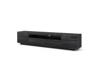 TV unit AURA 200 cm, black with a Sahara 3D relief
