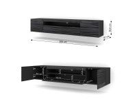 TV unit AURA 200 cm, black with a Sahara 3D relief