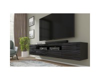 TV unit AURA 200 cm, black with a Sahara 3D relief