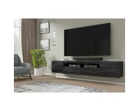 TV unit AURA 200 cm, black with a Sahara 3D relief