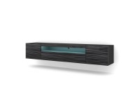 TV unit AURA 200 cm, black with a Sahara 3D relief