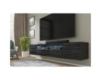 TV unit AURA 200 cm, black with a Sahara 3D relief